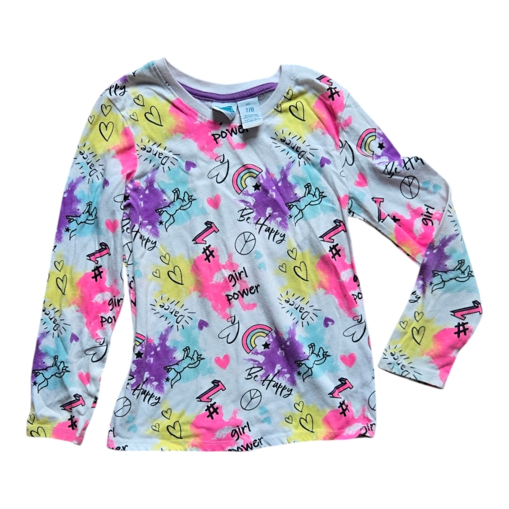 Girls' Graphic Long Sleeve Shirt - Multicolor